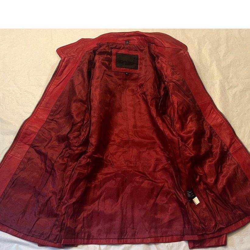 Other Vintage 80s AVANTI Leather Red Leather Jacket - Size: M Size M / US 6-8 / IT 42-44 - 4 Thumbnail