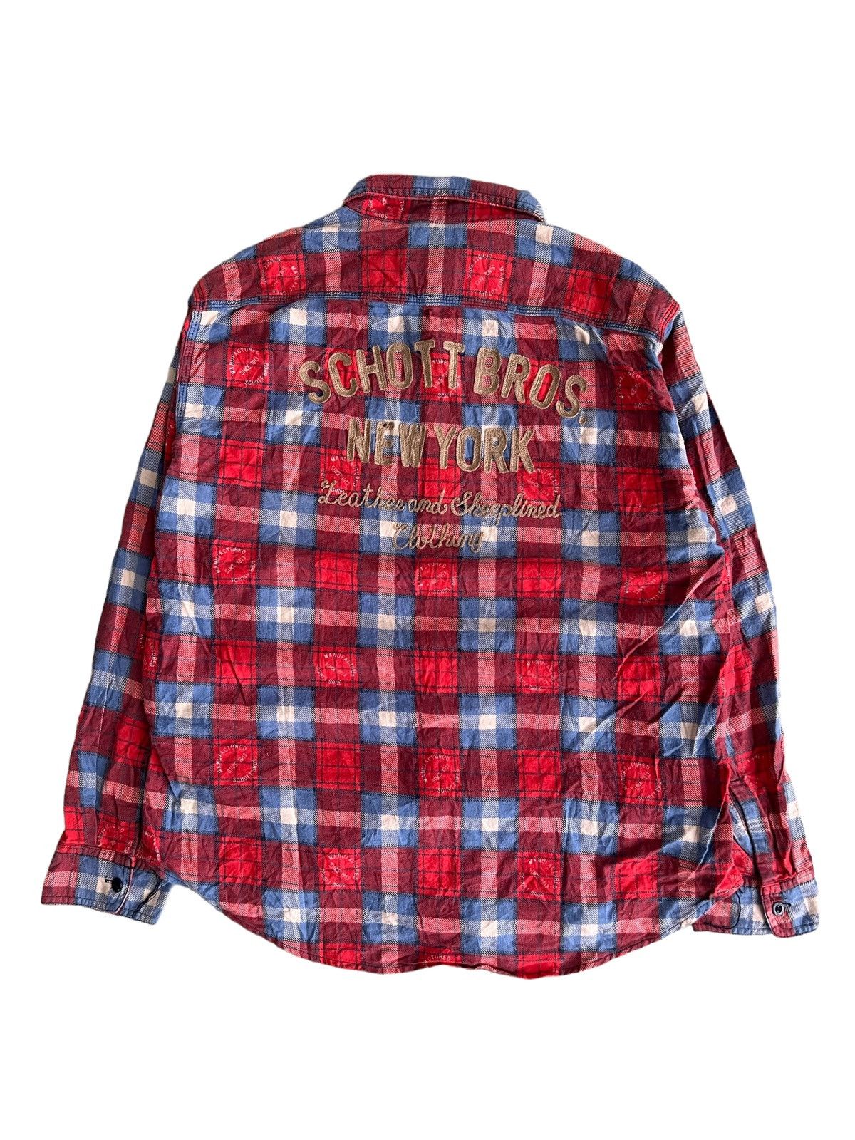 Schott OG Schott Bros NY "Leather Clothing" Durable Worker Flannel Size US L / EU 52-54 / 3 - 1 Thumbnail