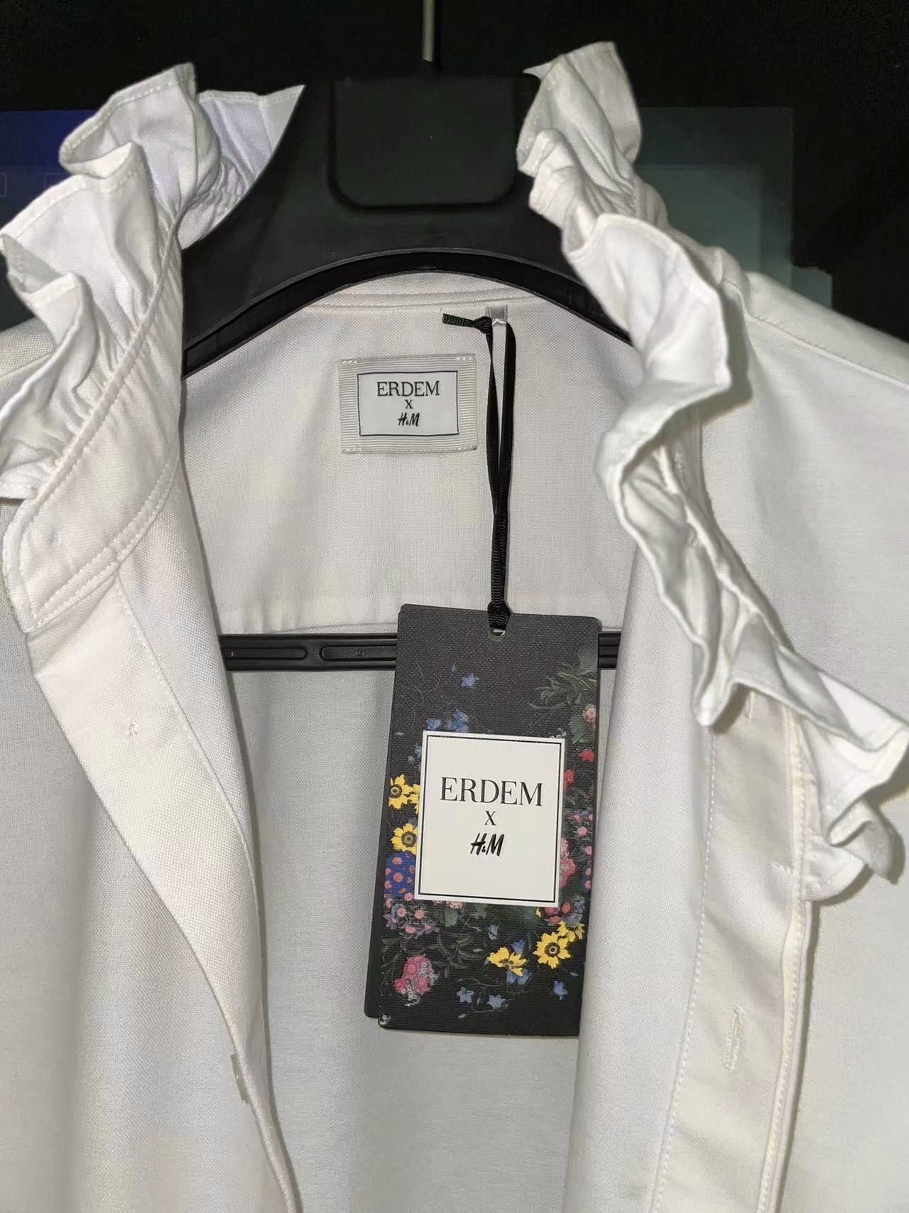 Erdem [Brand new] ERDEM Men’s White Ruffle Neck Shirt Size US L / EU 52-54 / 3 - 2 Thumbnail