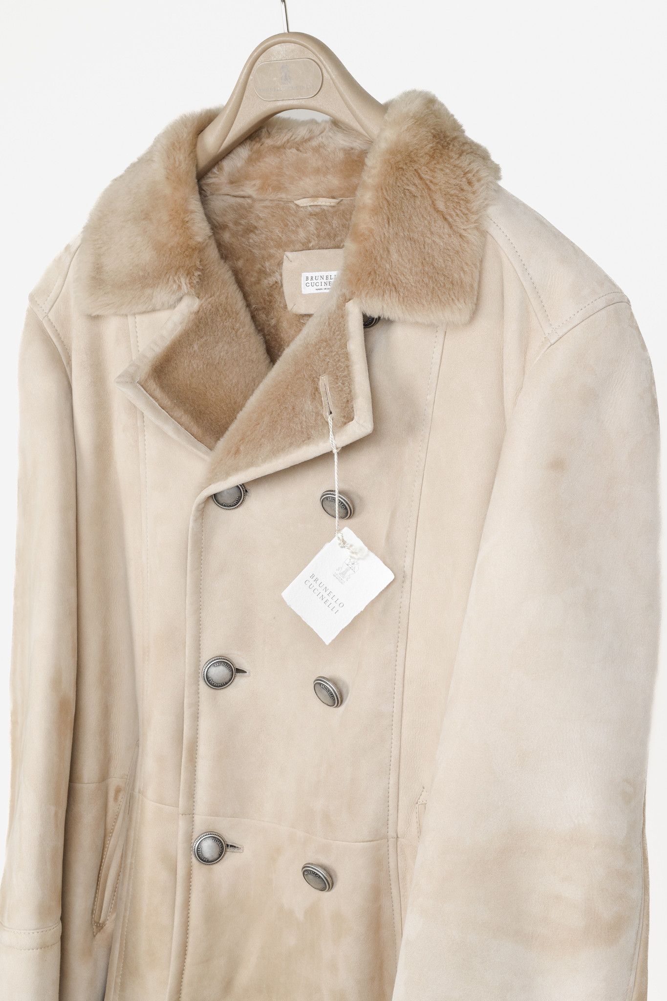 Brunello Cucinelli Brunello Cucinelli Beige Sharpa Sheepskin Fur Peacoat Size US M / EU 48-50 / 2 - 4 Thumbnail