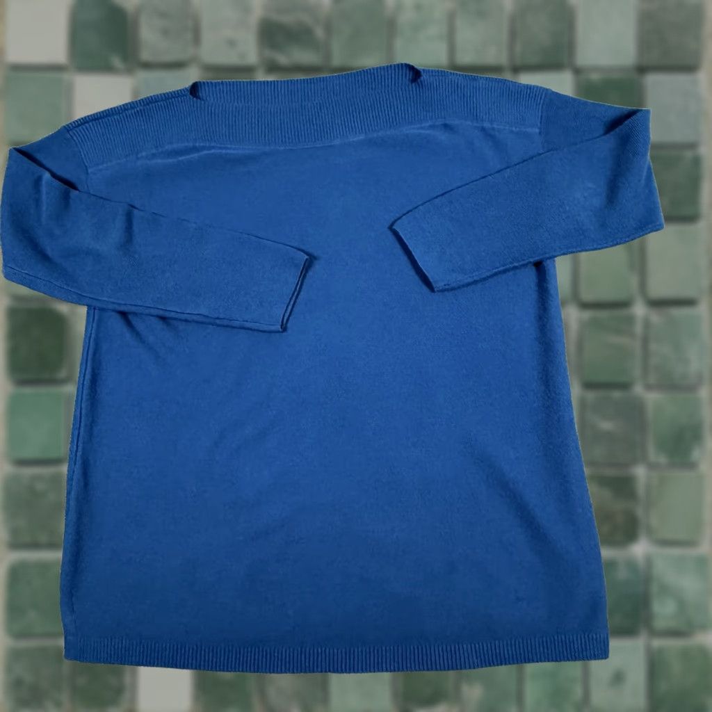 J. Jill VINTAGE? No. J. Jill Sweater Womens Small Blue Cotton Ribbed Collar Pullover Long Sleeve Top Size S / US 4 / IT 40 - 1 Thumbnail