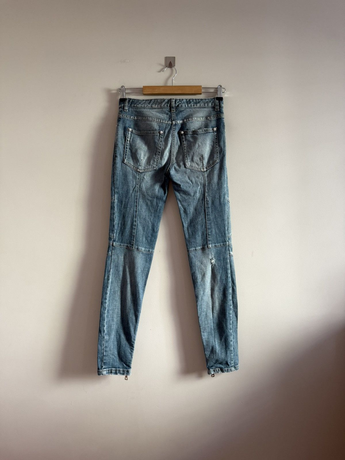 Balmain Balmain Paris Biker Zip Distressed Jeans Size 26" / US 2 / IT 38 - 7 Thumbnail