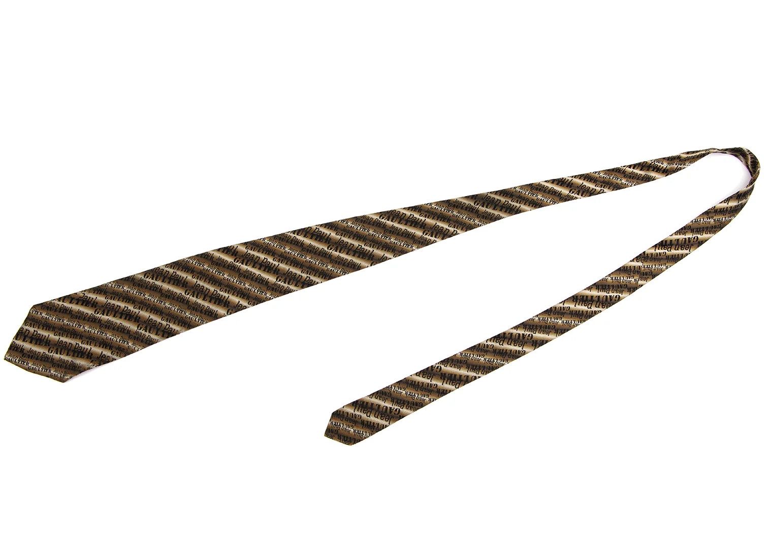 Jean Paul Gaultier Jacquard Logo Tie in Brown and Gray Size ONE SIZE - 2 Thumbnail