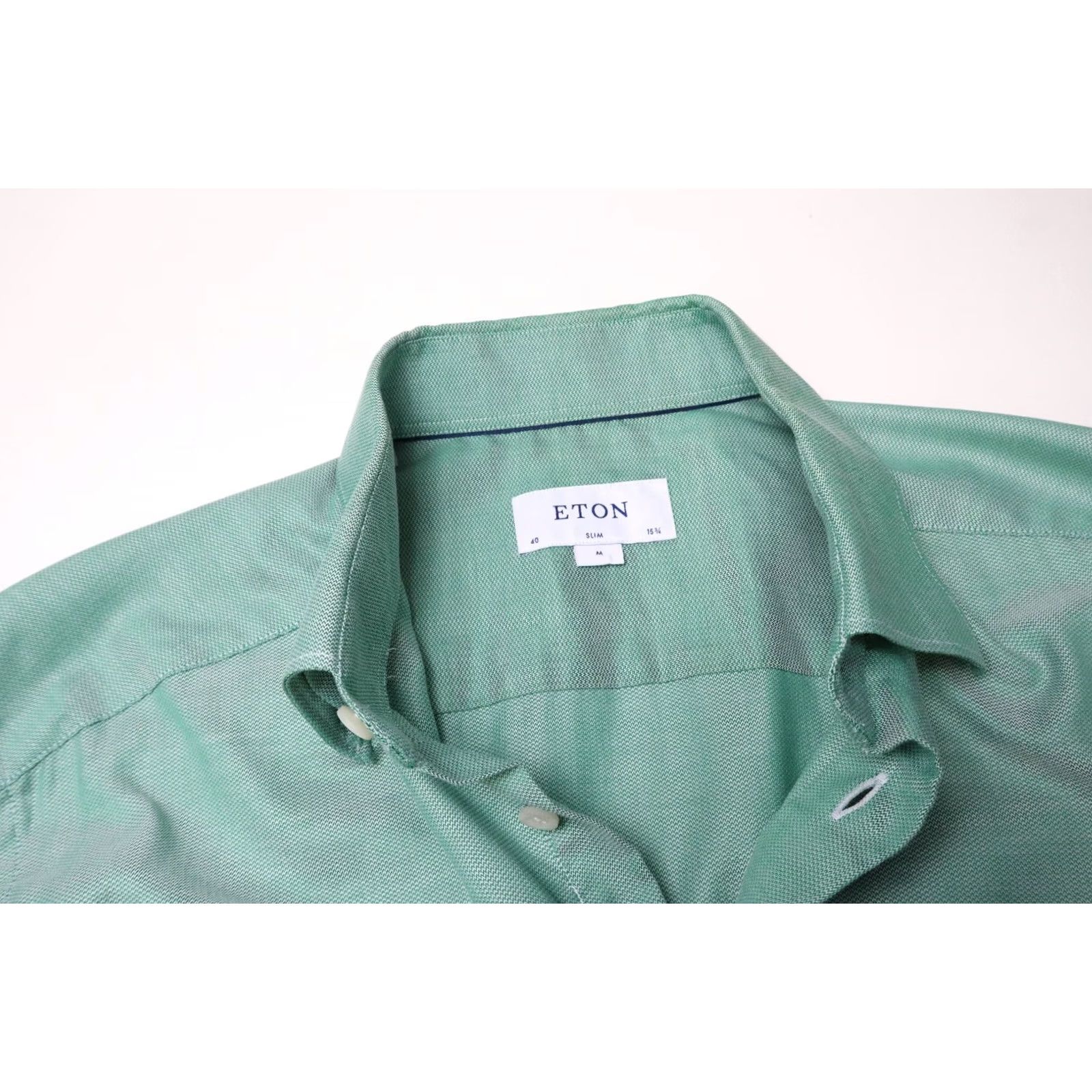 Eton Eton Shirt Men's MEDIUM Green Collared Button-Up Cotton Tencel Stretch Slim Size US M / EU 48-50 / 2 - 4 Thumbnail
