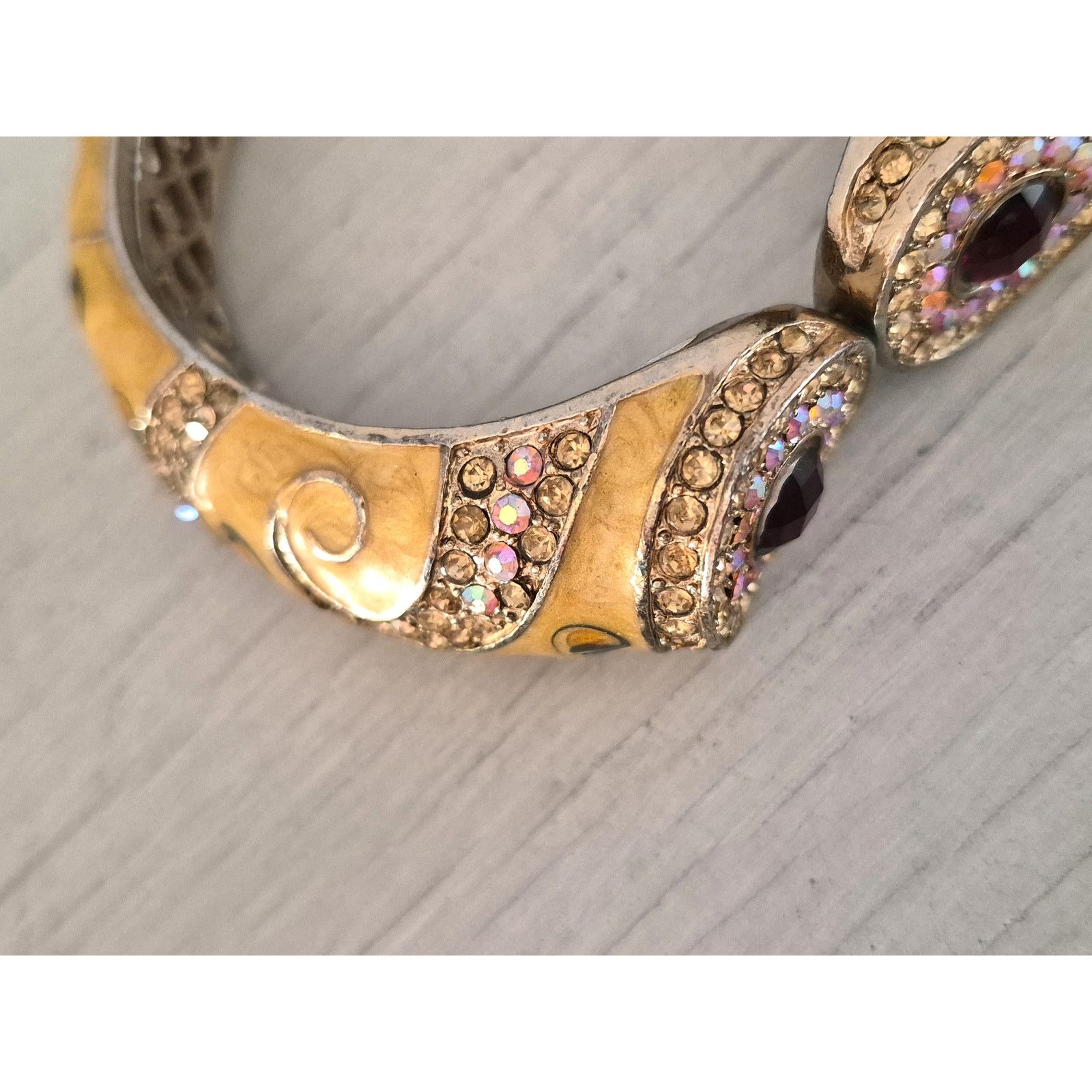 Other Vintage Avant Yellow Enamel and Rhinestone Hinge Bracelet Size ONE SIZE - 4 Thumbnail