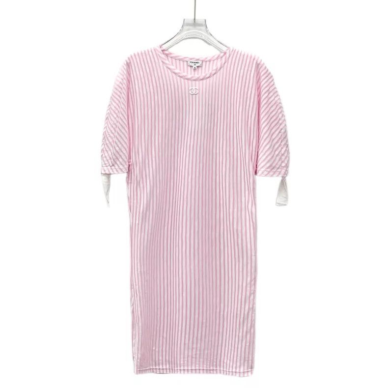 Chanel Chanel Cruise Series Light Pink Vertical Striped Cotton Ro Size XS / US 0-2 / IT 36-38 - 1 Thumbnail
