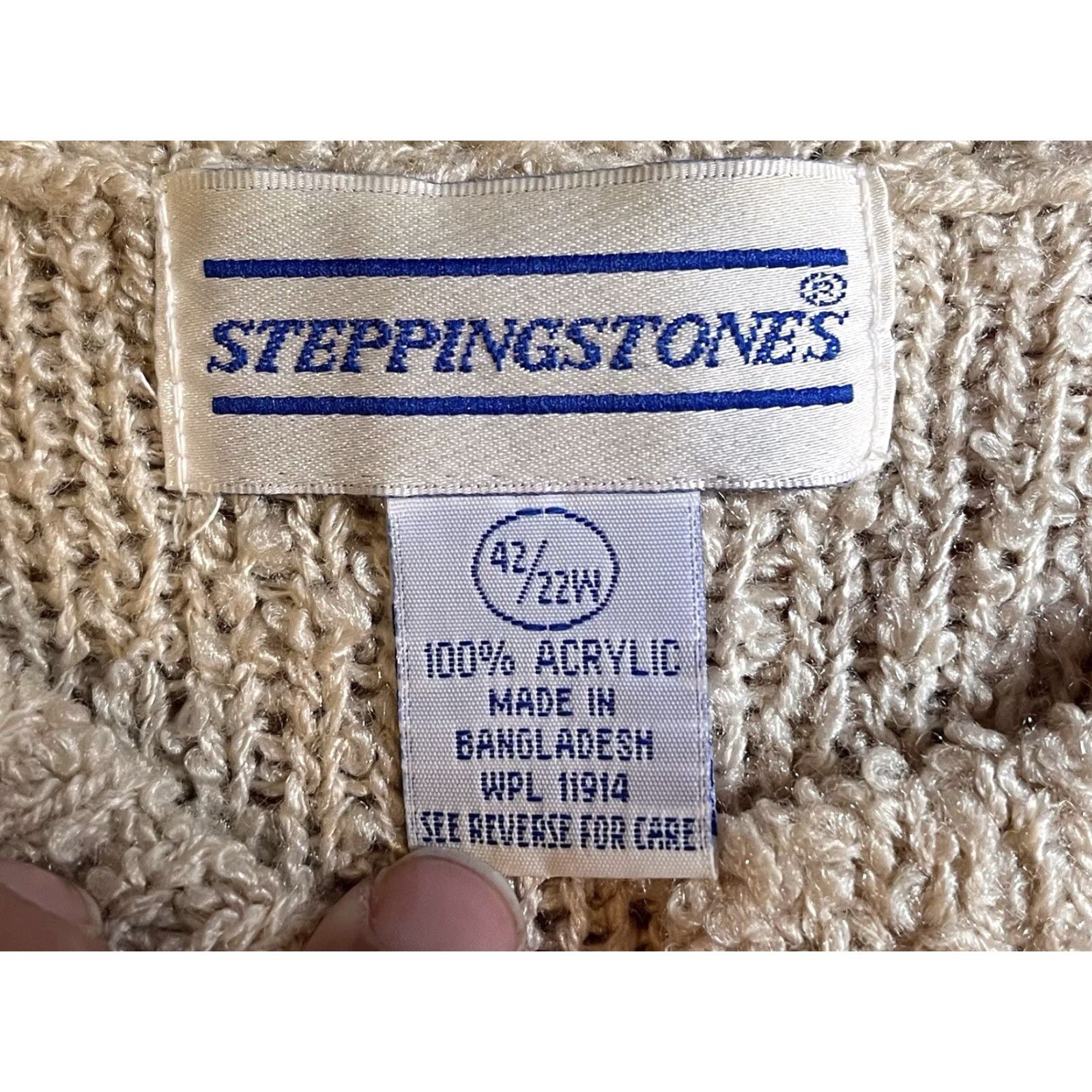 Vintage VINTAGE Steppingstones Cardigan Sweater Women’s 42 22W Beige Chenille Knit Cardigan Long Sleeve V-Neck Pockets Open Bohemian Retro Fall Winter 3/4? Size L / US 10 / IT 46 - 5 Thumbnail