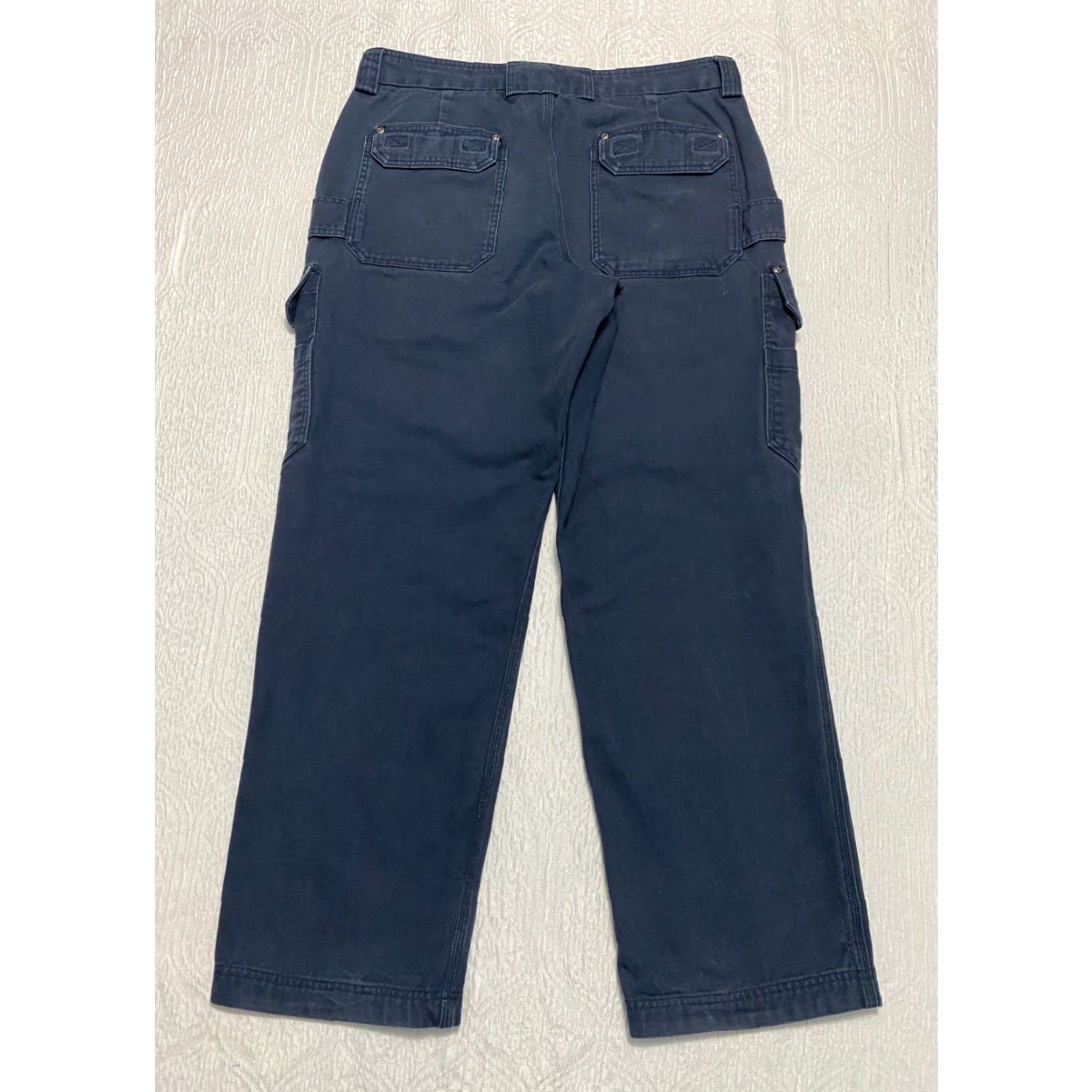 CO Duluth Cargo Pants Men's 36×32 Blue Workwear Canvas 100 % cotton Cargo Straight Pockets Workwear Mens 90s? Size US 36 / EU 52 - 3 Thumbnail