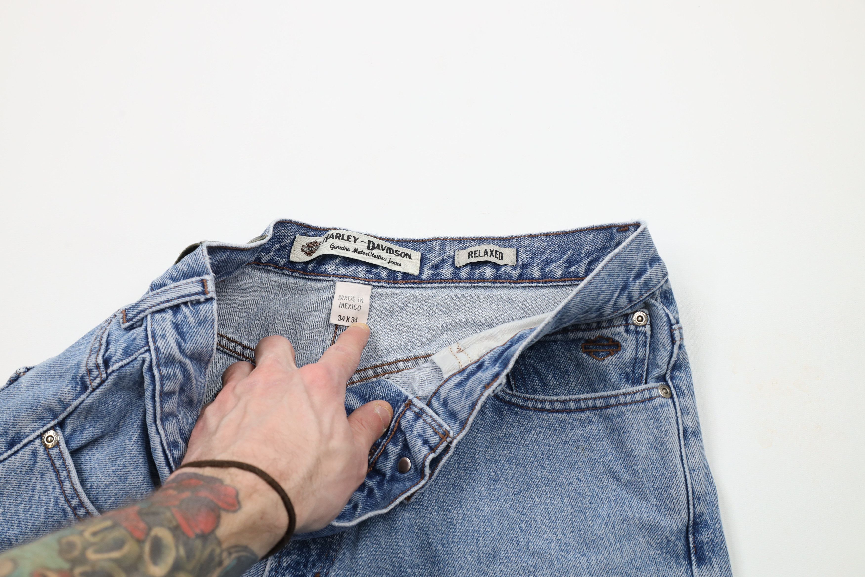 Harley Davidson × Vintage Vintage 90s Harley Davidson Relaxed Fit Denim Jeans Blue Size US 34 / EU 50 - 8 Thumbnail