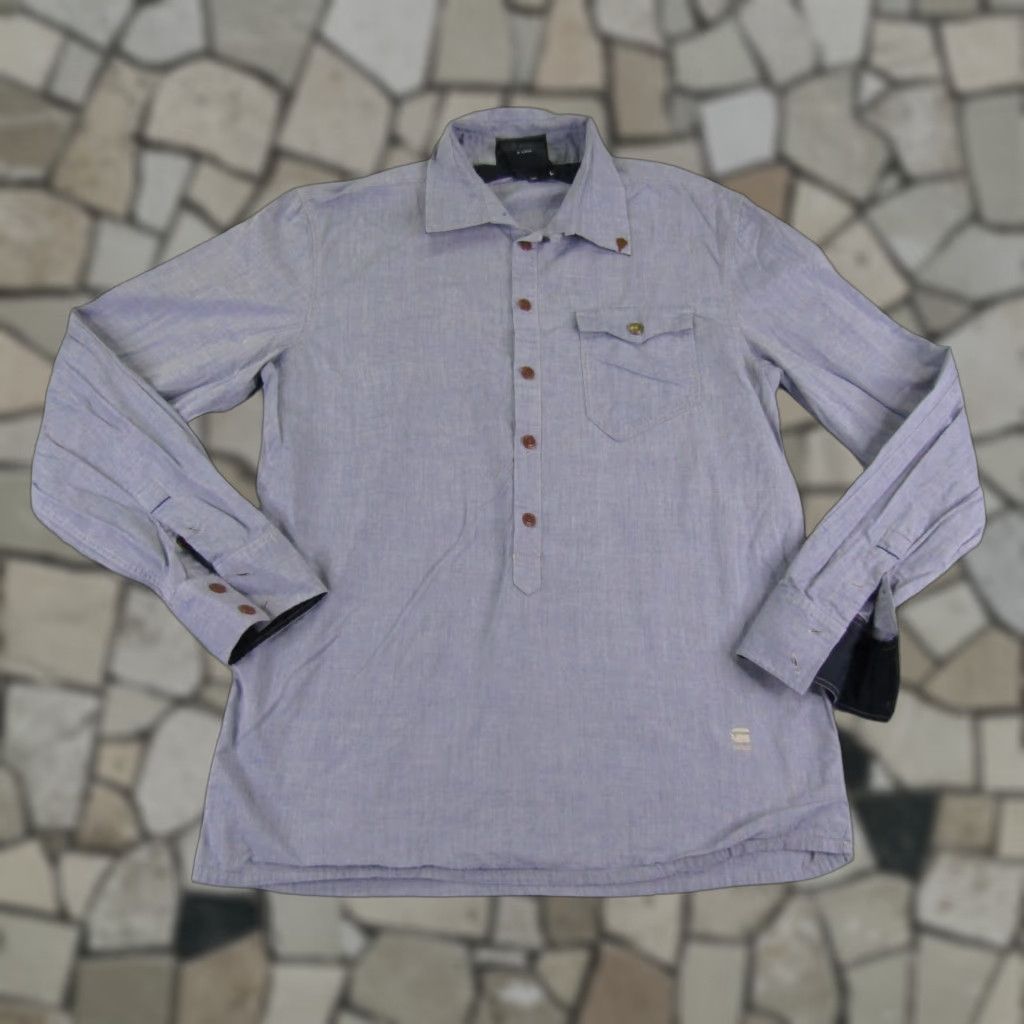 G-Star VINTAGE G-Star Raw Shirt Men Large Blue Cotton Button-Up Casual 90s Size US L / EU 52-54 / 3 - 1 Thumbnail