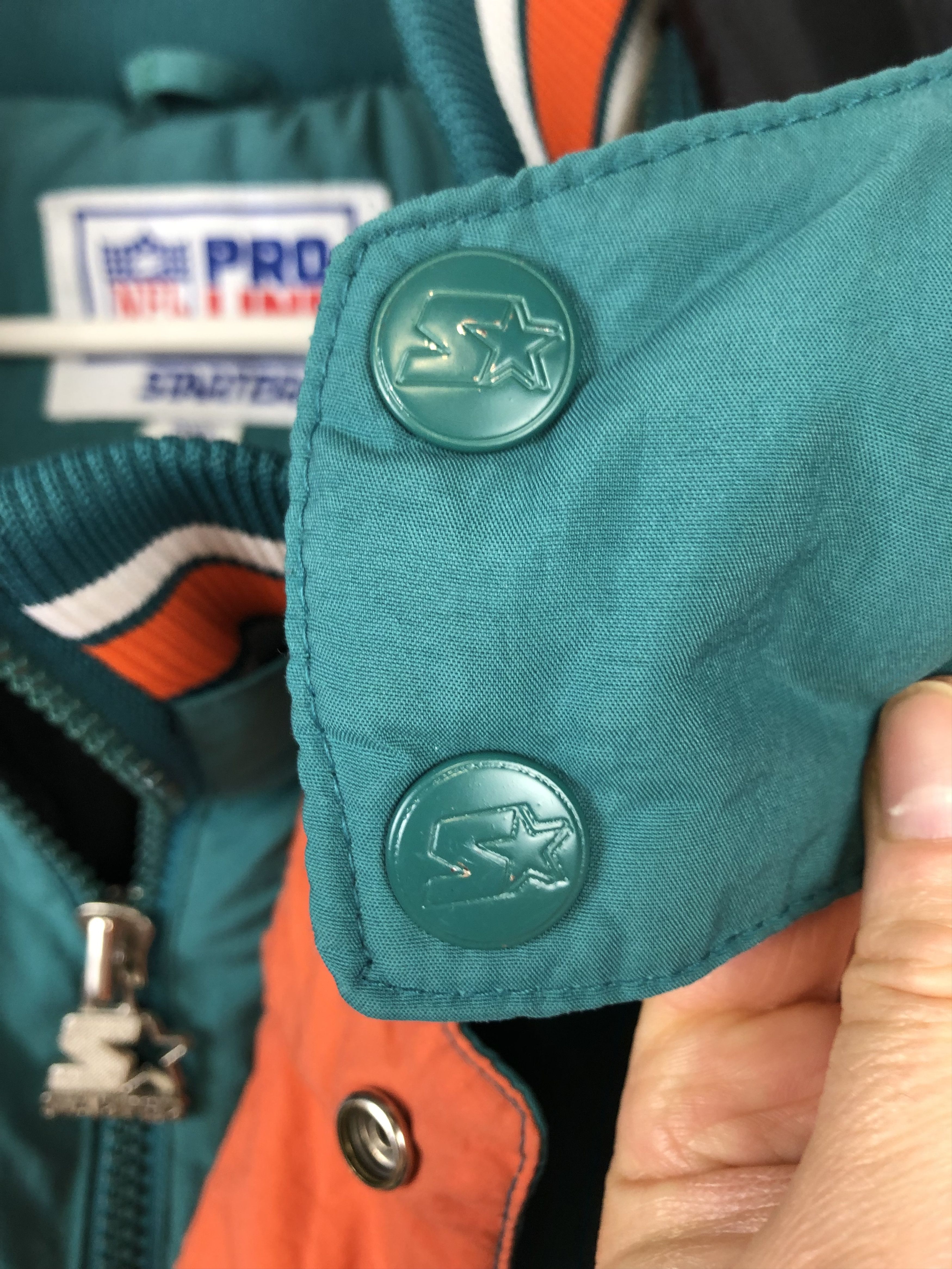 Starter × Vintage Vintage 90s Starter Miami Dolphins Hooded Jacket Bomber Rare Size US XXL / EU 58 / 5 - 9 Thumbnail