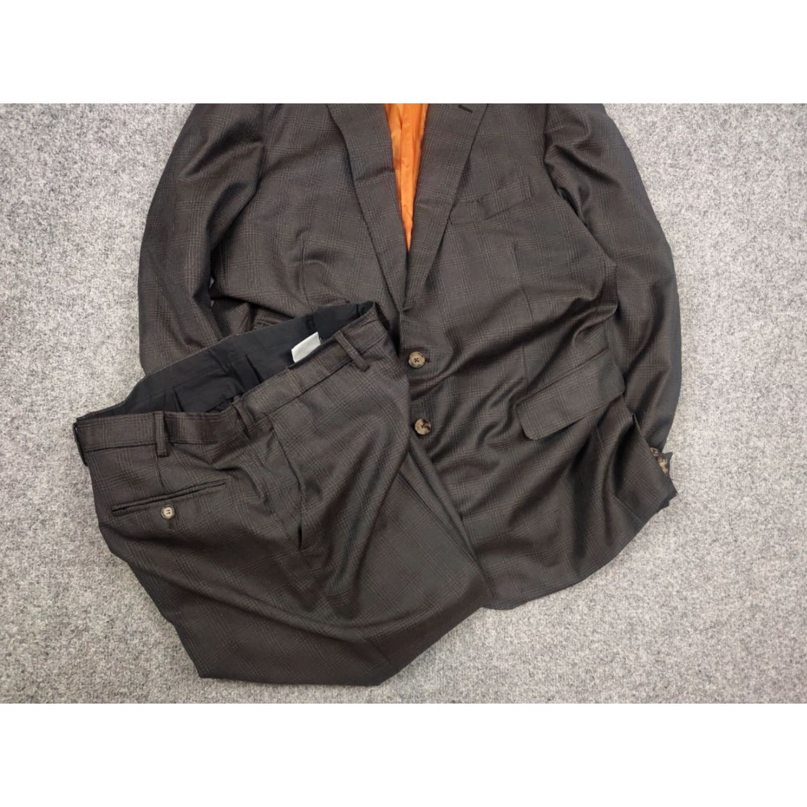 Ermenegildo Zegna Ermenegildo Zegna Electa Check brown Classic Wool Suit Blazer Pants XL Men's 2 Piece Wool Blazer Pants Check Brown City Classic 2 Piece Suit Mens Size 46R - 4 Thumbnail