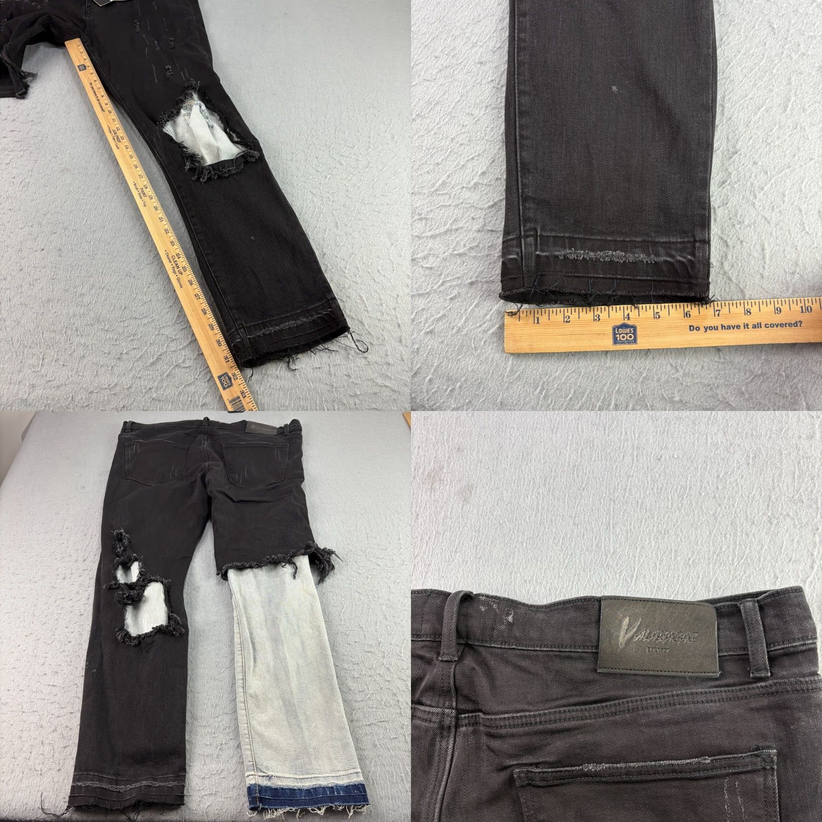 Valabasas Jeans Mens 40x32 Black Distressed Slim Fit Denim Hip Hop NEW