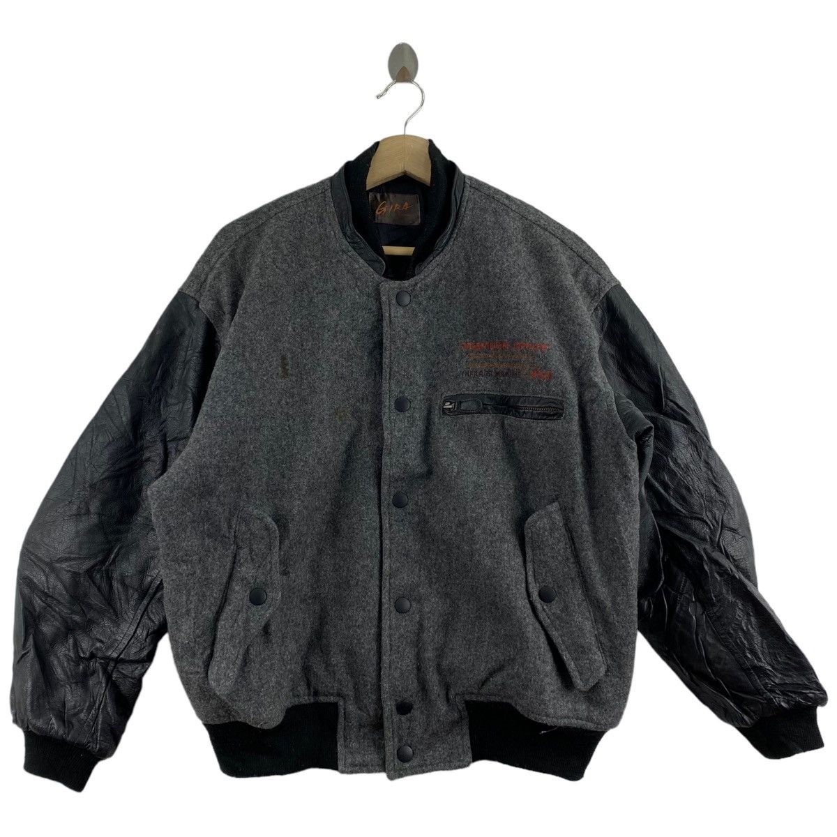 Other GIRA POUR HOMME Embroidered Design Grey Wool Bomber Jacket Size US L / EU 52-54 / 3 - 3 Thumbnail