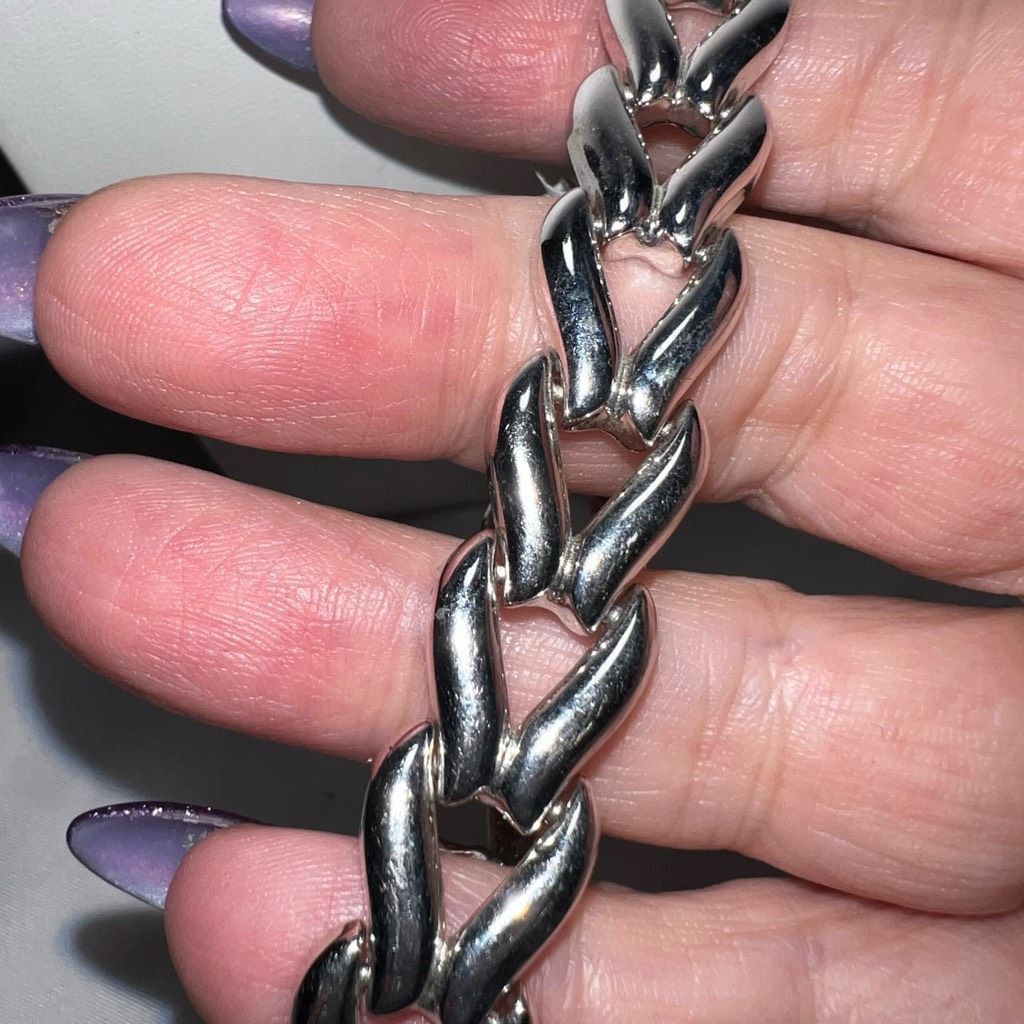 Other Rhodium Plated Bronze Chevron Link With Double Lock Bracelet Size ONE SIZE - 7 Thumbnail