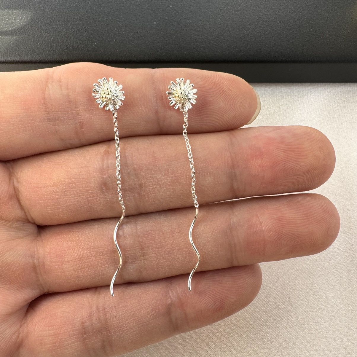 Other Elegant Flower Chain Dangle Threader Earrings for Women Size ONE SIZE - 5 Thumbnail