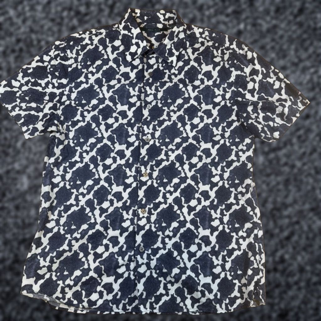 Perry Ellis Perry Ellis Shirt Mens M Short Sleeve Button-Up Blue White Camo Print Cotton Multicolor Colorful 90s (if applicable) Mens Size US M / EU 48-50 / 2 - 1 Thumbnail