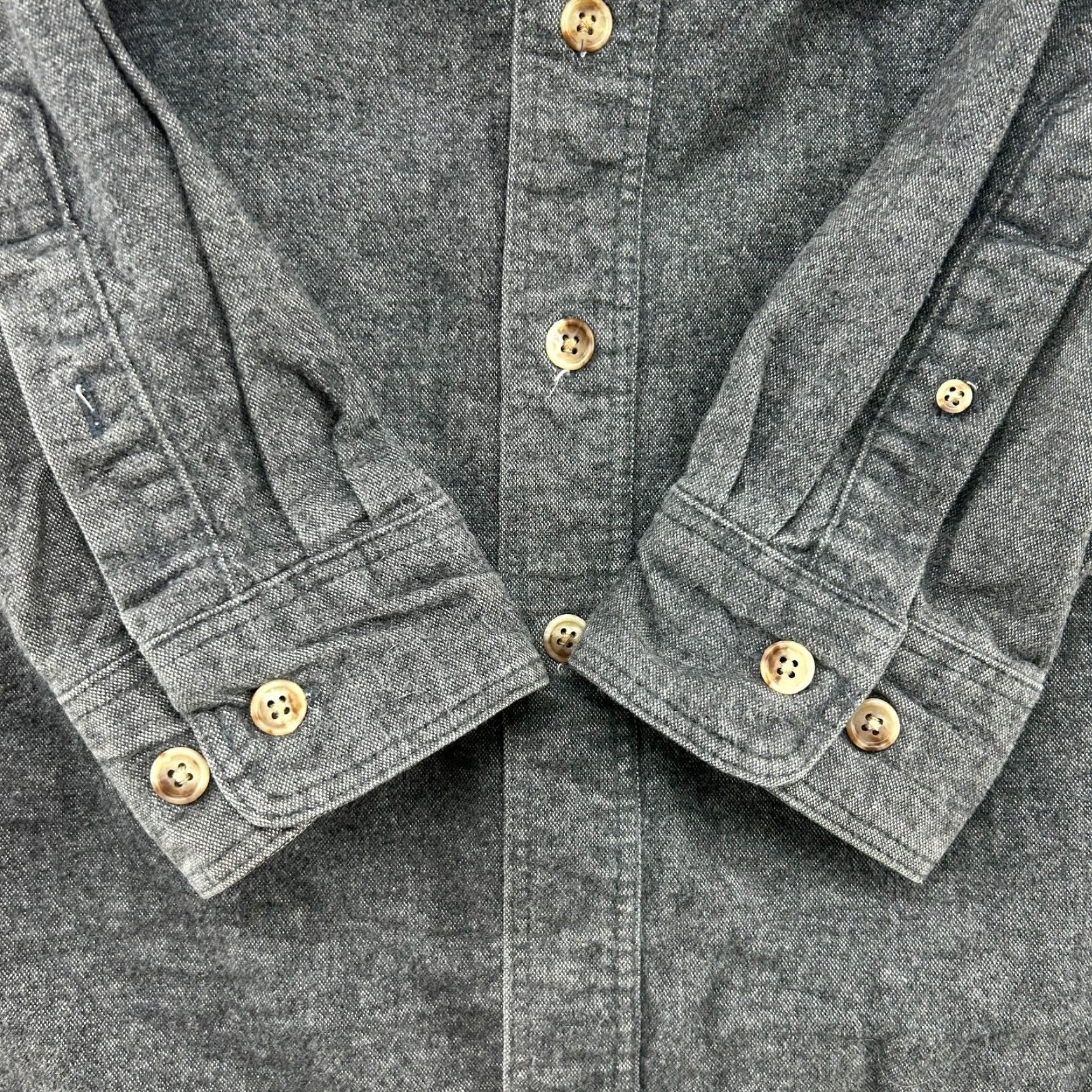 Eddie Bauer VINTAGE Eddie Bauer Shirt Men LT Grey Button Up Long Sleeve Striped Chamois 90s Size US L / EU 52-54 / 3 - 3 Thumbnail