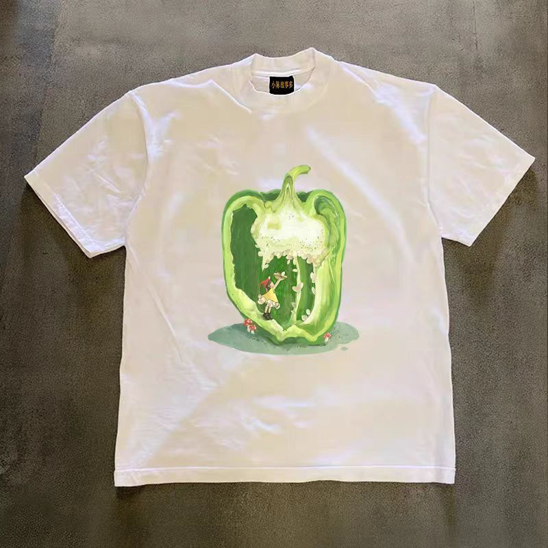 Other Green pepper pattern loose casual retro t-shirt Size US M / EU 48-50 / 2 - 1 Thumbnail