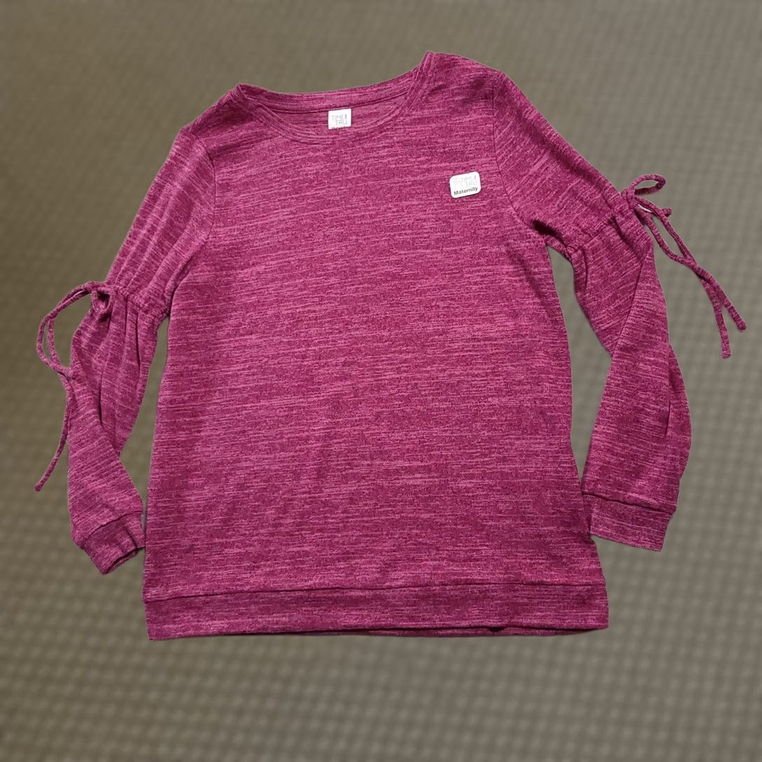 Vintage Time and Tru Tee Long Sleeve Maternity M(8-10) Heathered Pink Sleeve Tie Women Size M / US 6-8 / IT 42-44 - 1 Thumbnail