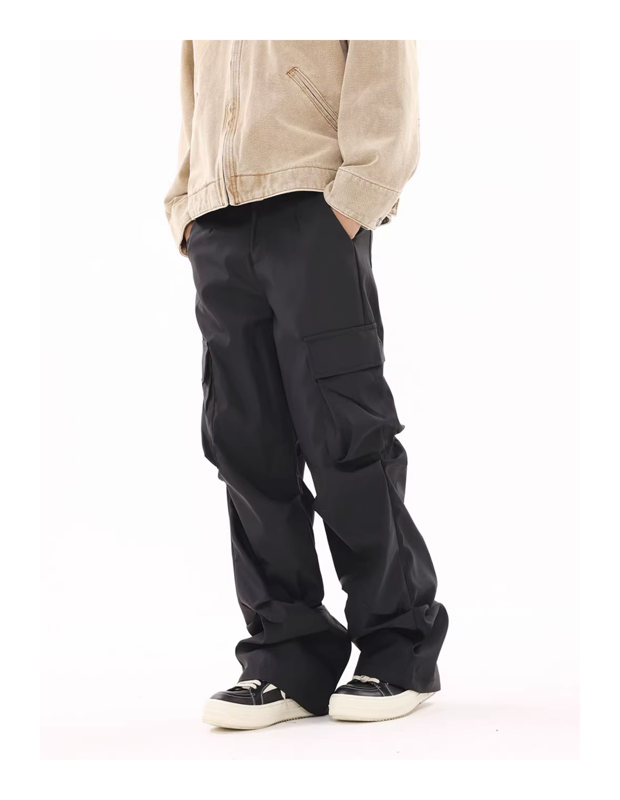 skate hiphop baggy stack pleated cargo pants