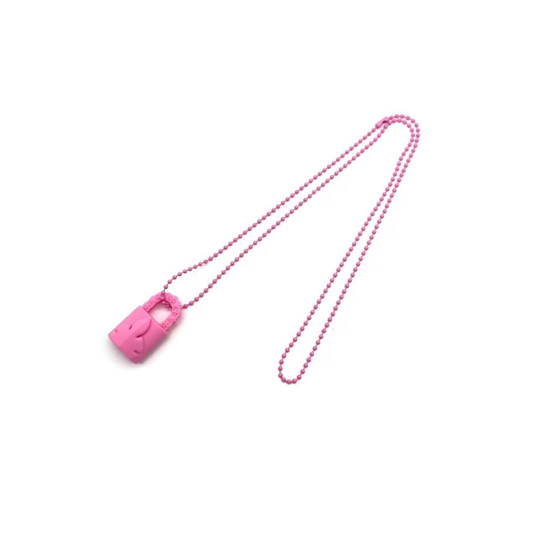Chrome Hearts Chrome Hearts Pink Resin Lock Pendant Ball Chain Necklace Size ONE SIZE - 3 Thumbnail
