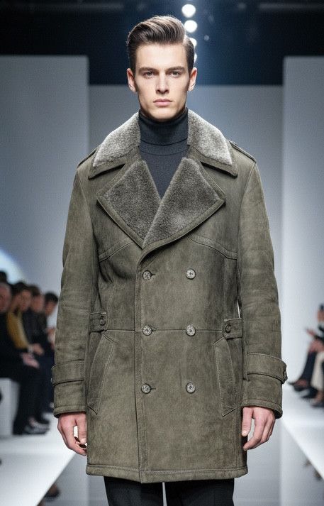 Vintage Armi Military green double breasted shearling coat suede M Size US M / EU 48-50 / 2 - 1 Thumbnail