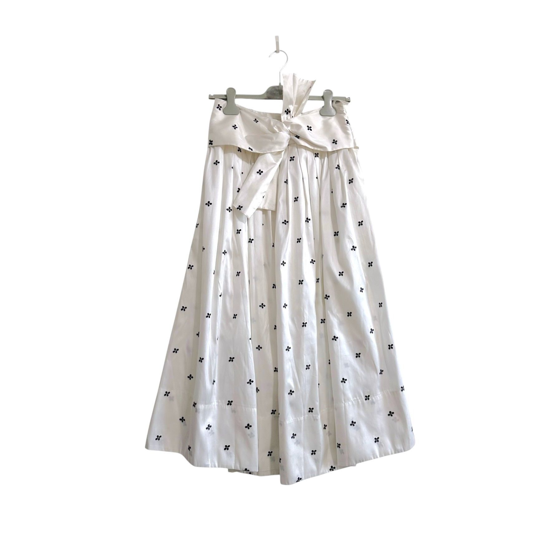 Ulla Johnson Aglae Bow-Detailed Taffeta Midi Skirt Blanc Sz