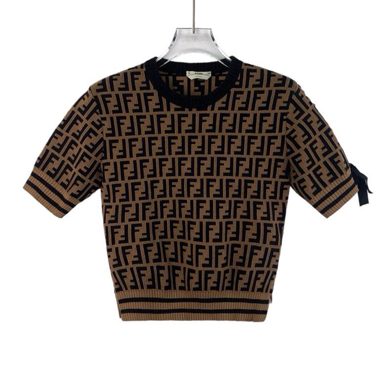 Fendi FENDI Dark brown striped logo letter full-print crewneck s Size XS / US 0-2 / IT 36-38 - 1 Thumbnail