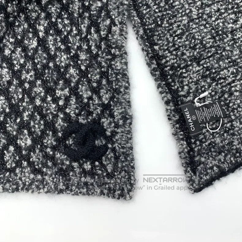 Chanel Chanel Black logo embroidered diamond cashmere knitted twe Size ONE SIZE - 5 Thumbnail