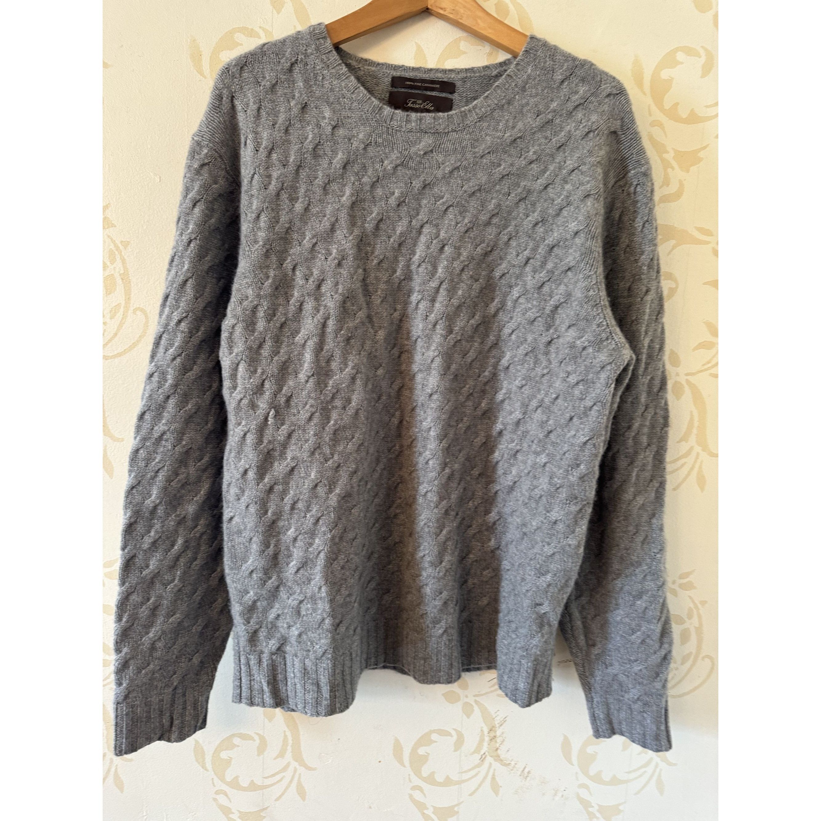 Tasso Elba Men's L Tasso Elba Beautiful Cable 100% Fine Cashmere Gray S Size US L / EU 52-54 / 3 - 1 Thumbnail