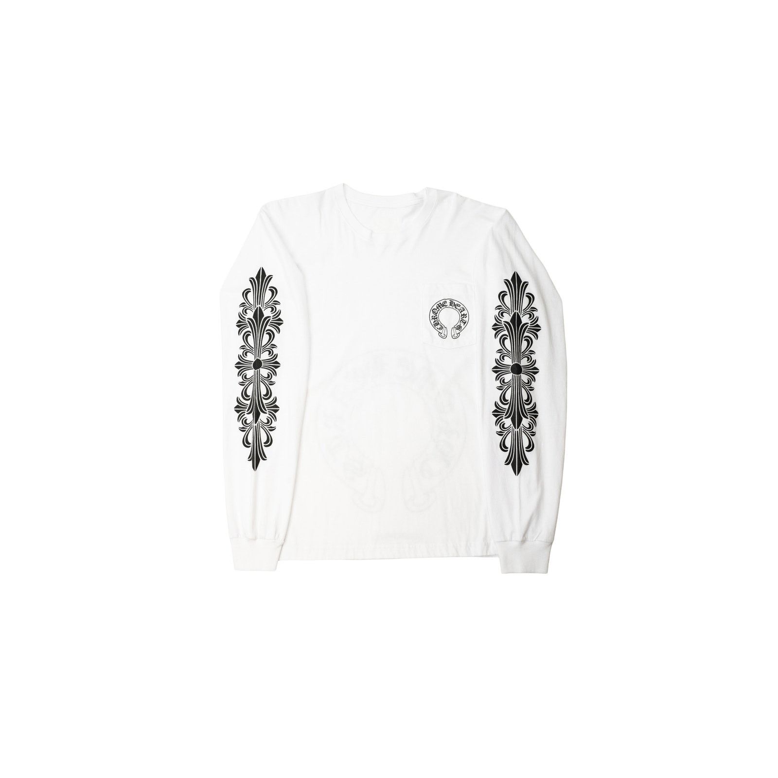 Horseshoe Floral Sleeve White Crewneck Sweatshirt
