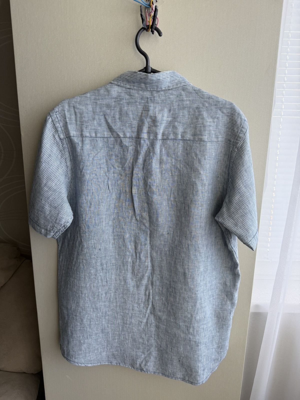 Nigel Cabourn Nigel Hall Short Sleeve Blue/White Striped linen Shirt Size US S / EU 44-46 / 1 - 3 Thumbnail