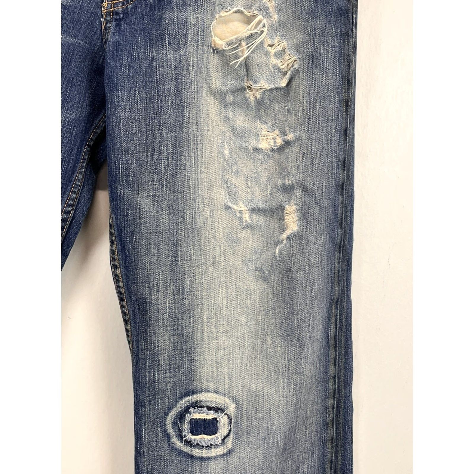 BKE VINTAGE Buckle BKE Tyler Straight Jeans 36 Extra Long Mens Distressed Blue Denim 5-Pocket 35" Inseam Size 36 Mens Size US 36 / EU 52 - 6 Thumbnail