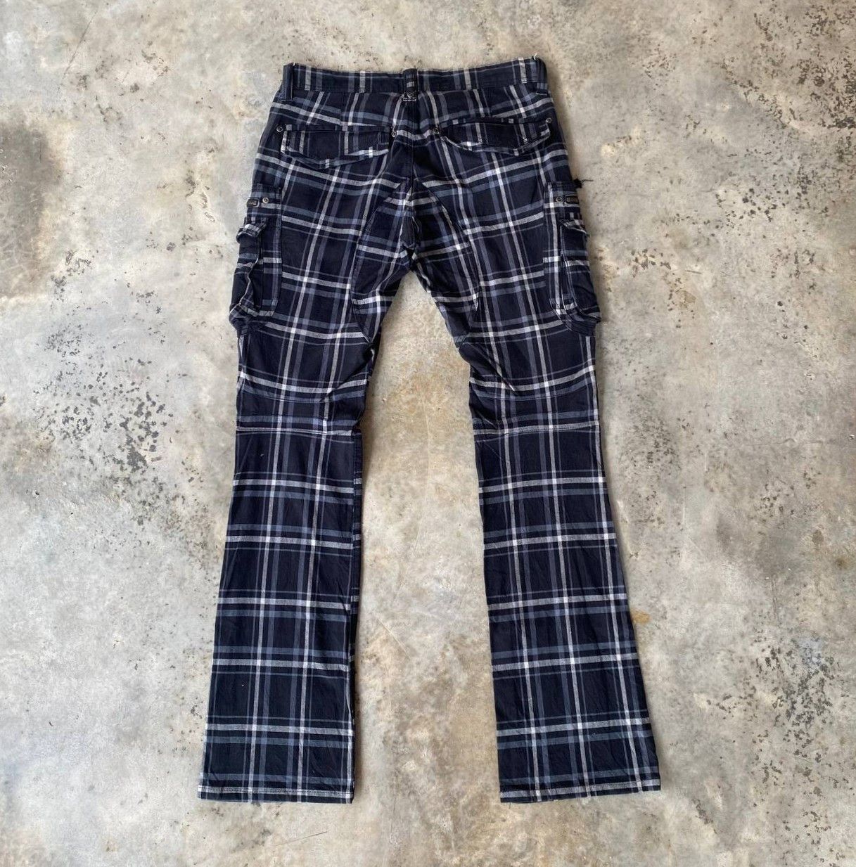 Japanese Brand BELL BELL CARGO CYBERPUNK PRISONER FLARED BONDAGE TARTAN Size US 29 - 13 Thumbnail
