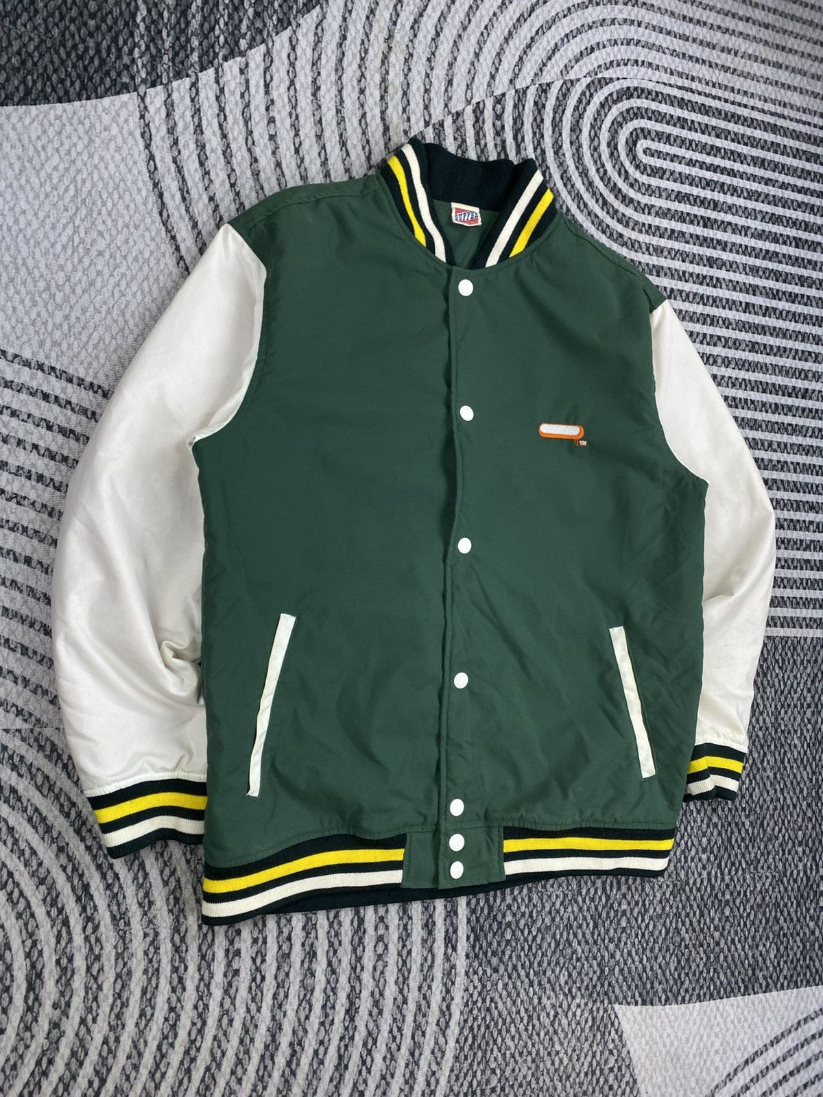 Japanese Brand Vintage Suffer Striped Ribbing Snap Button Varsity Jacket Size US M / EU 48-50 / 2 - 3 Thumbnail