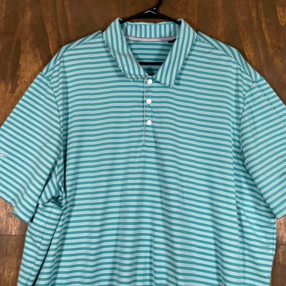 Adidas Adidas Polo Shirt Green Striped Golf Short Sleeve 2XL Men Athletic Big & Tall Casual Activewear | All Seasons, Quick Dry, Breathable Size US XXL / EU 58 / 5 - 2 Thumbnail