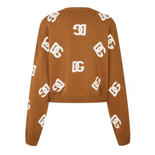 Dolce & Gabbana o1g2r1mq1024 Logo Knit Sweater in Brown & White Size S / US 4 / IT 40 - 2 Thumbnail