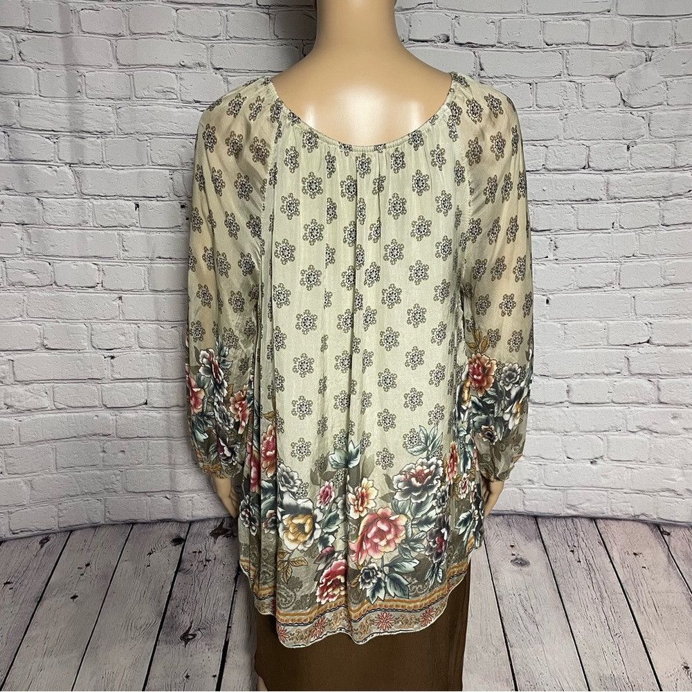Other New Tempo Paris Silk Viscose Floral Top Made In Italy Size Size L / US 10 / IT 46 - 4 Thumbnail