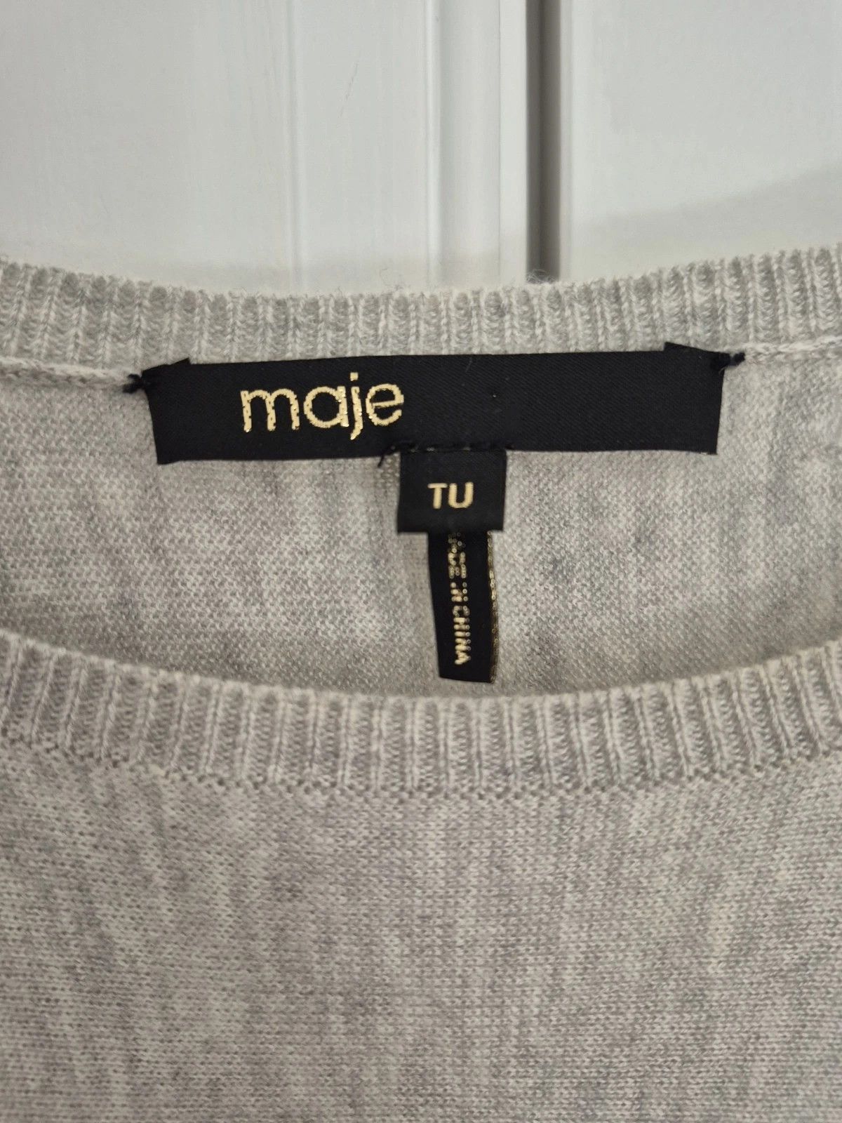Maje Sweater Pointelle Soft Wool Blend Long Slv Crew Neck NWOT Size ONE SIZE - 4 Thumbnail