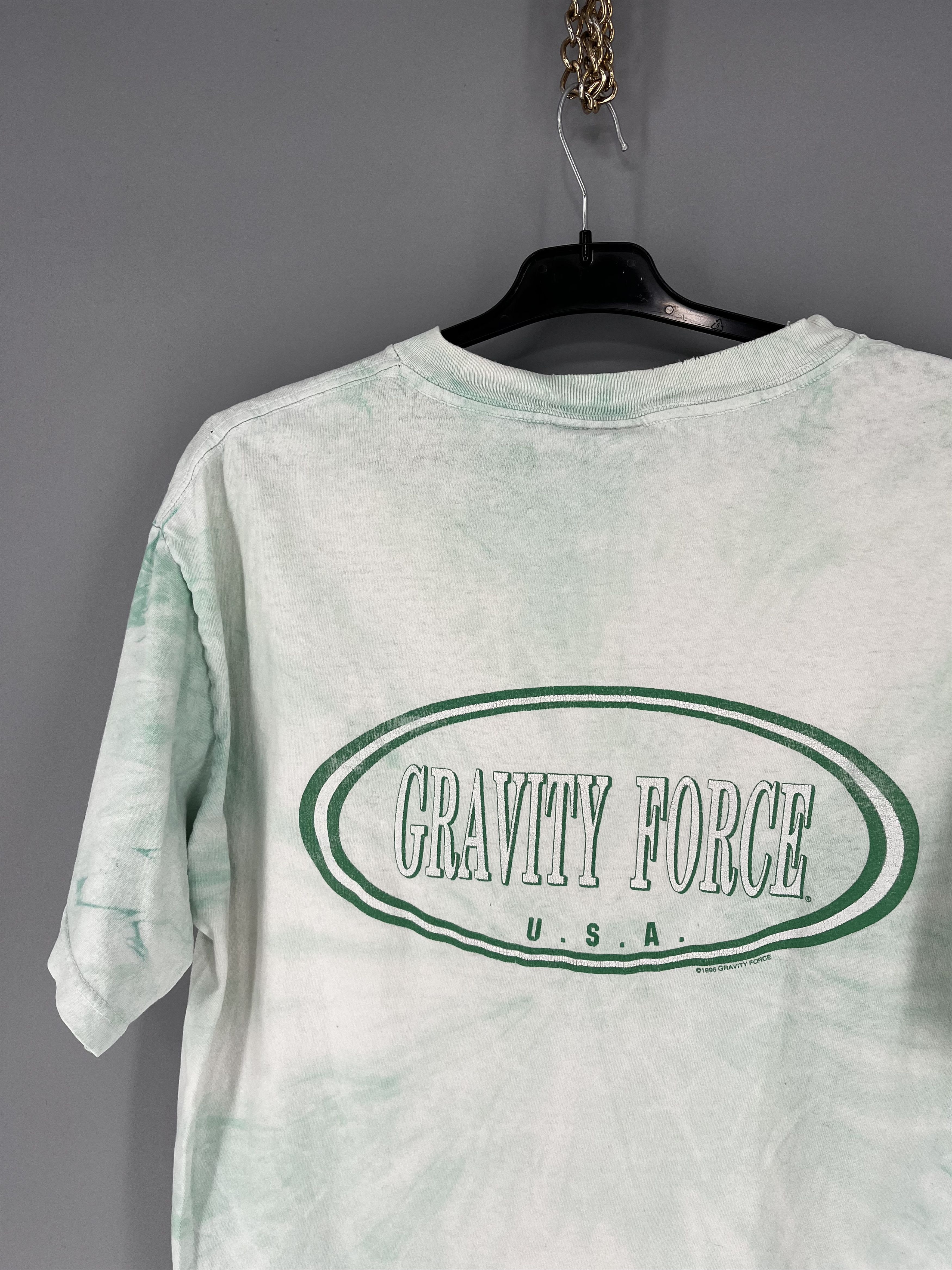 Vintage Vintage 90s Gravity Force Big Logo Full Print Tie-Dye Shirt Size US L / EU 52-54 / 3 - 16 Thumbnail
