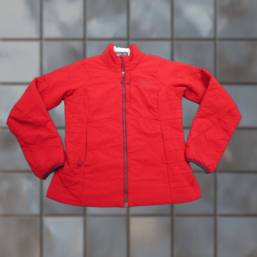 Patagonia Jacket Womens Medium Red Quilted Insulated Full Zip Outdoor Pockets