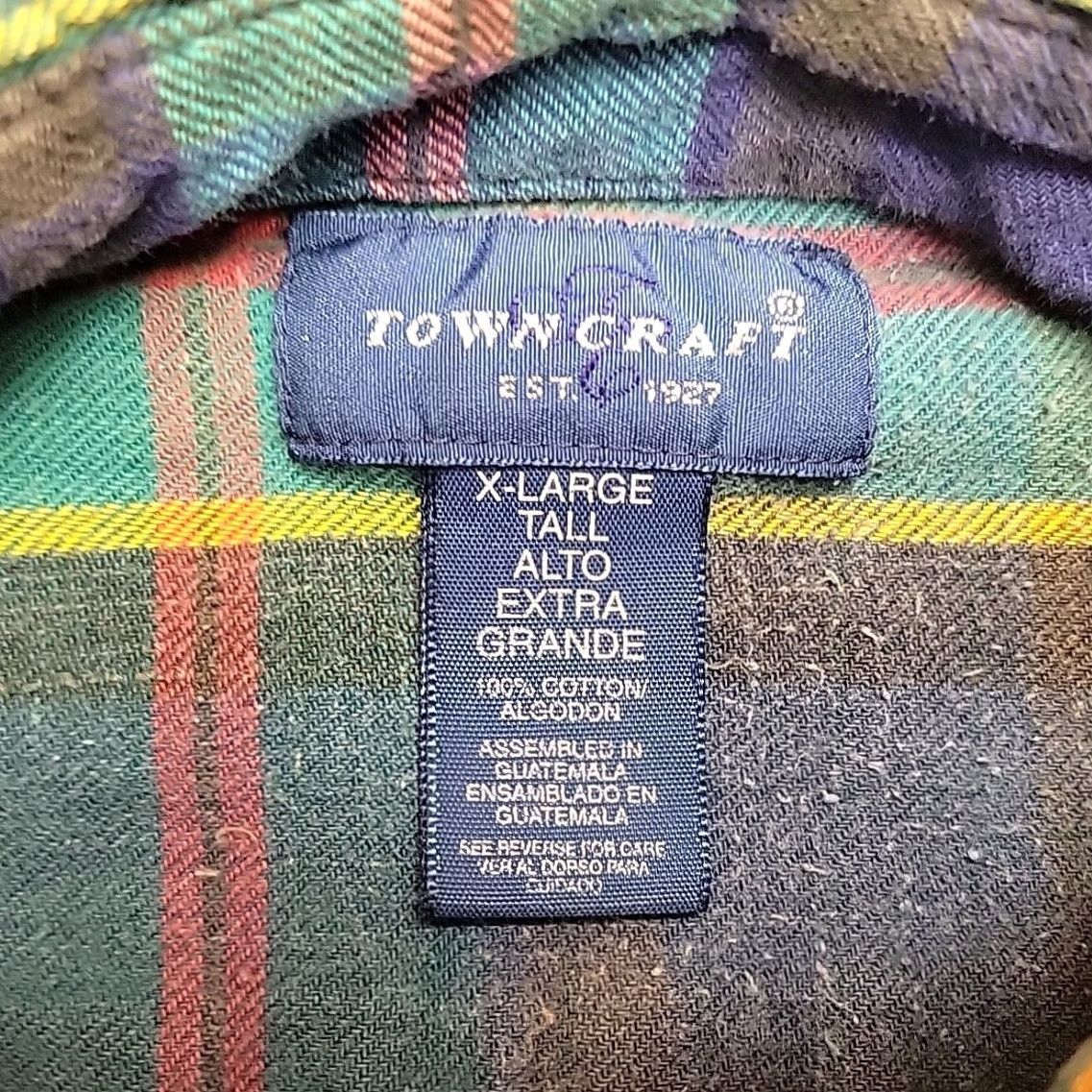 JCPenney VTG Towncraft Shirt Mens XLT Tall Plaid Flannel Long Sleeve Blue Green Multicolor Button-Up Size US XL / EU 56 / 4 - 7 Thumbnail