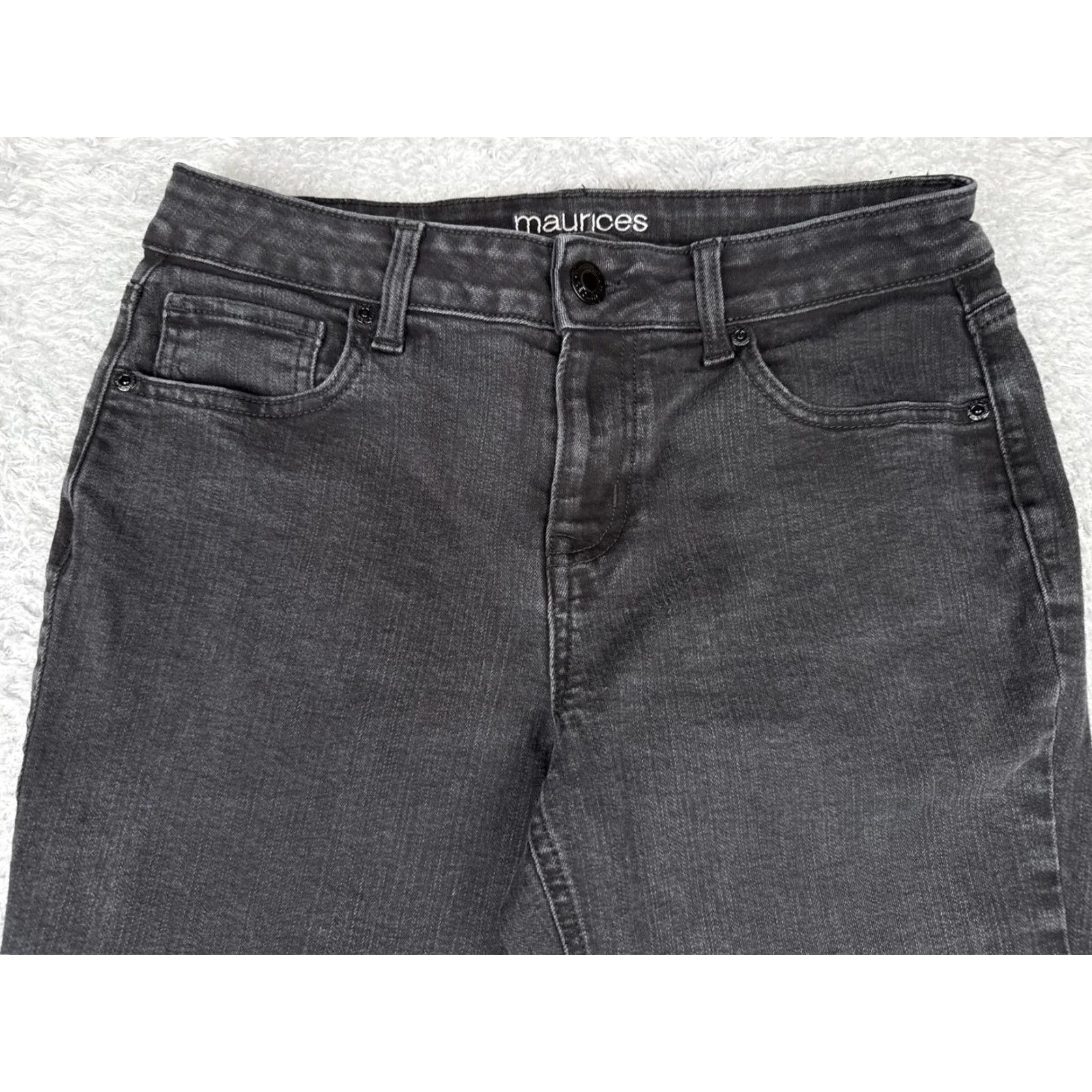 Vintage Maurices Jeans Womens 8 Gray Mid Rise Bootcut 28x31 Charcoal Wash Denim Stretch Size 30" / US 8 / IT 44 - 4 Thumbnail