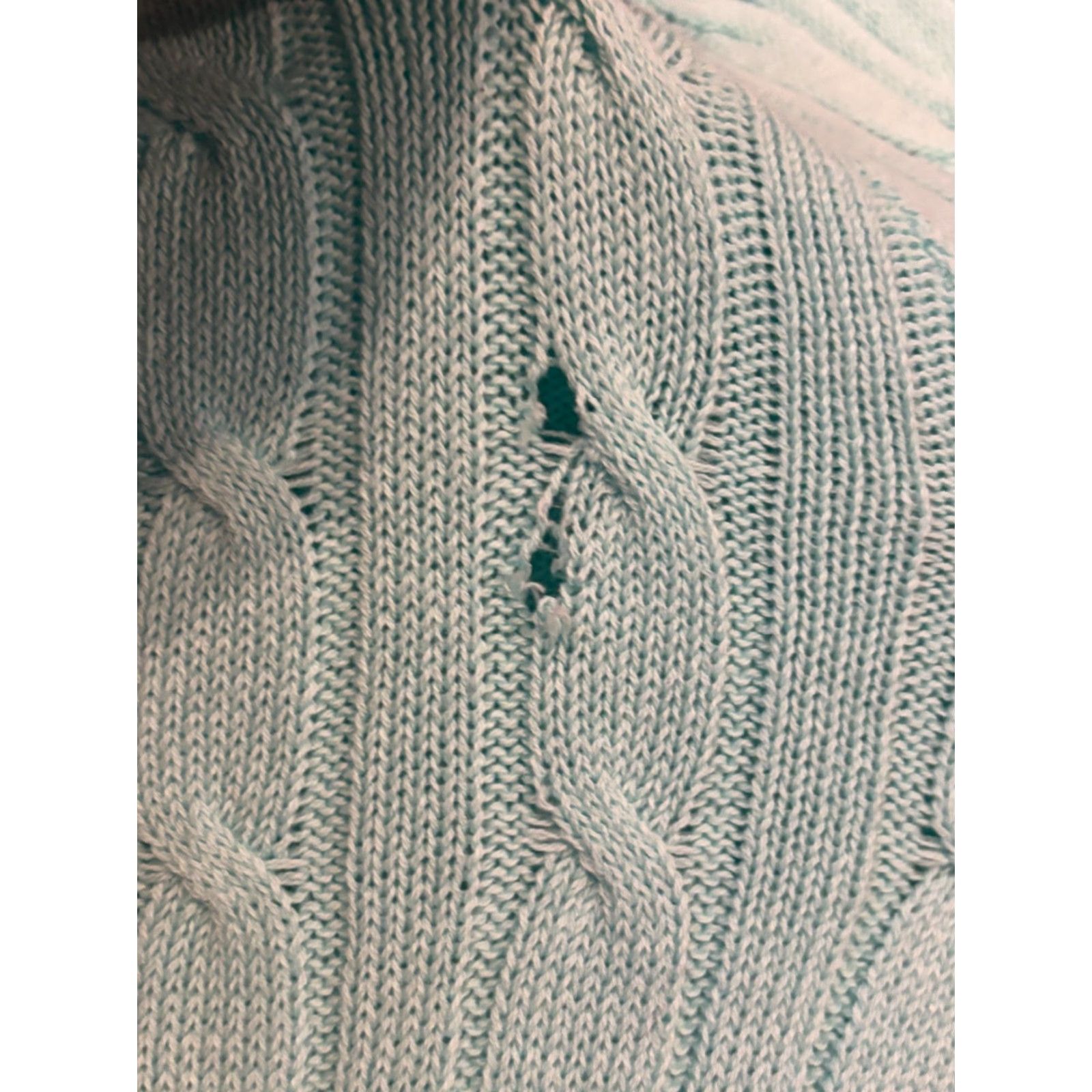 Vintage NWT Studio Works Sweater Womens Large Blue Cable Knit Crew Neck Pullover Size L / US 10 / IT 46 - 3 Thumbnail