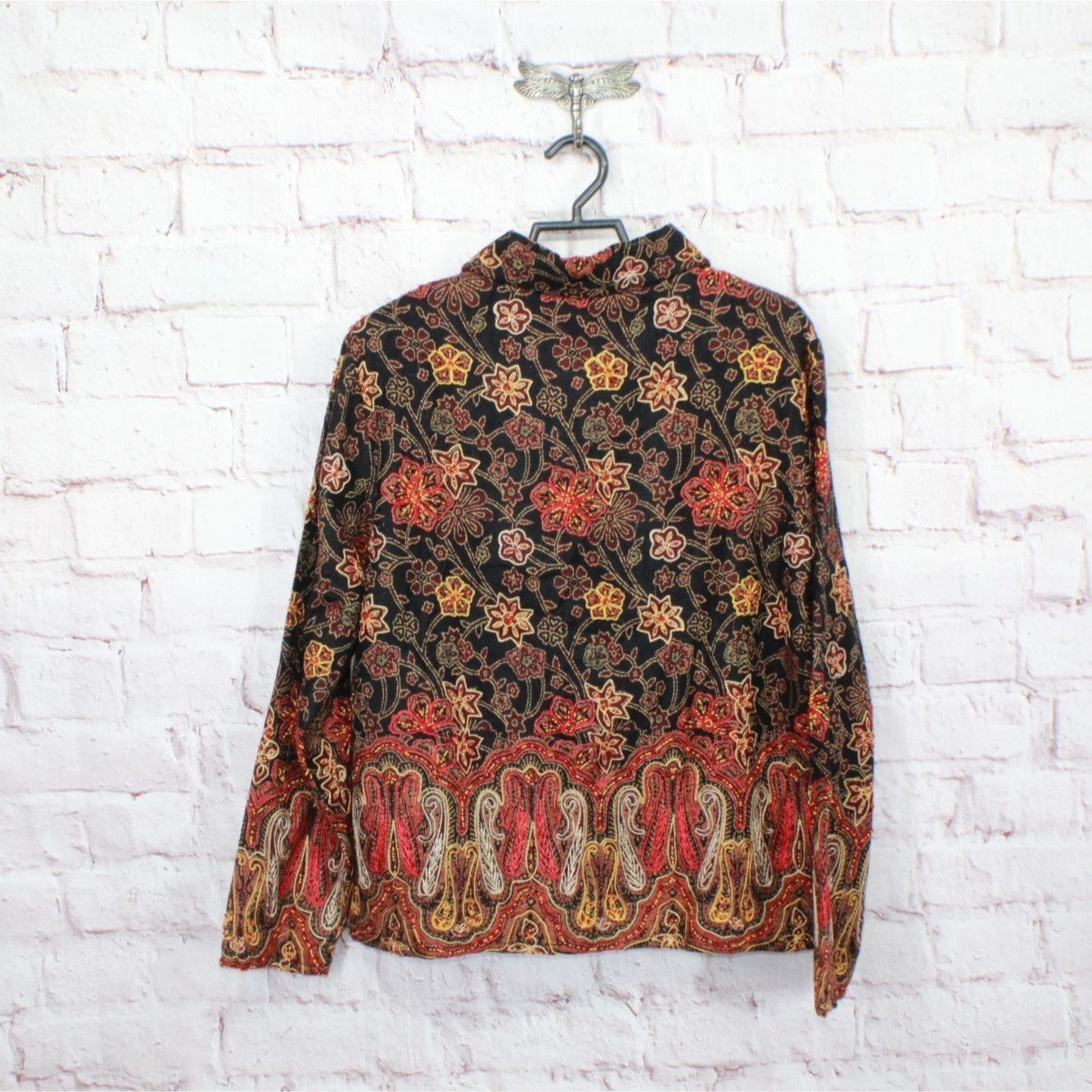 Other Appleseeds Black Orange Embroidered Paisley Blazer Women’s S Size S / US 4 / IT 40 - 3 Thumbnail