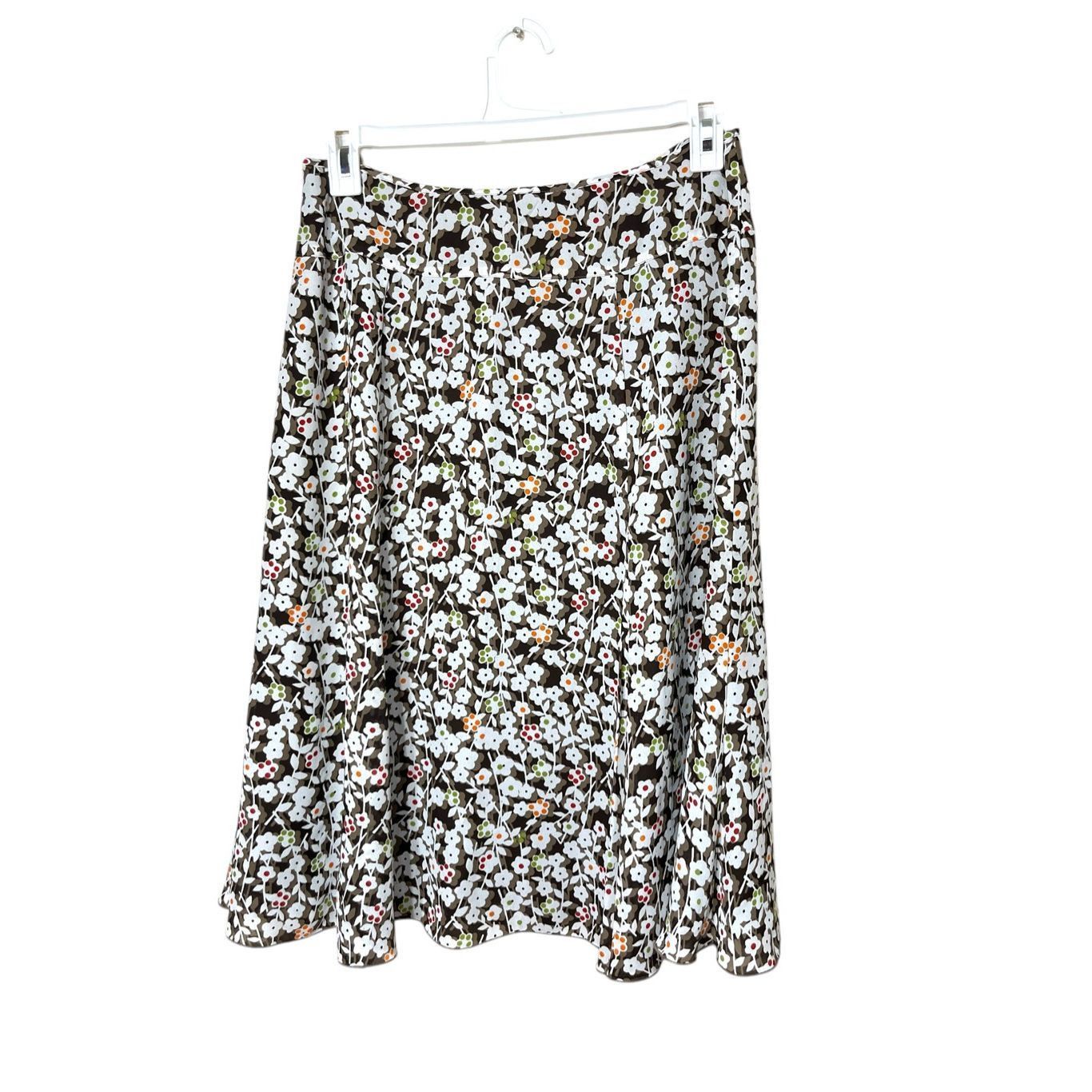 Other Christopher & Banks Y2K Brown Floral Print Midi Skirt Size 10 Size 32" / US 10 / IT 46 - 5 Thumbnail