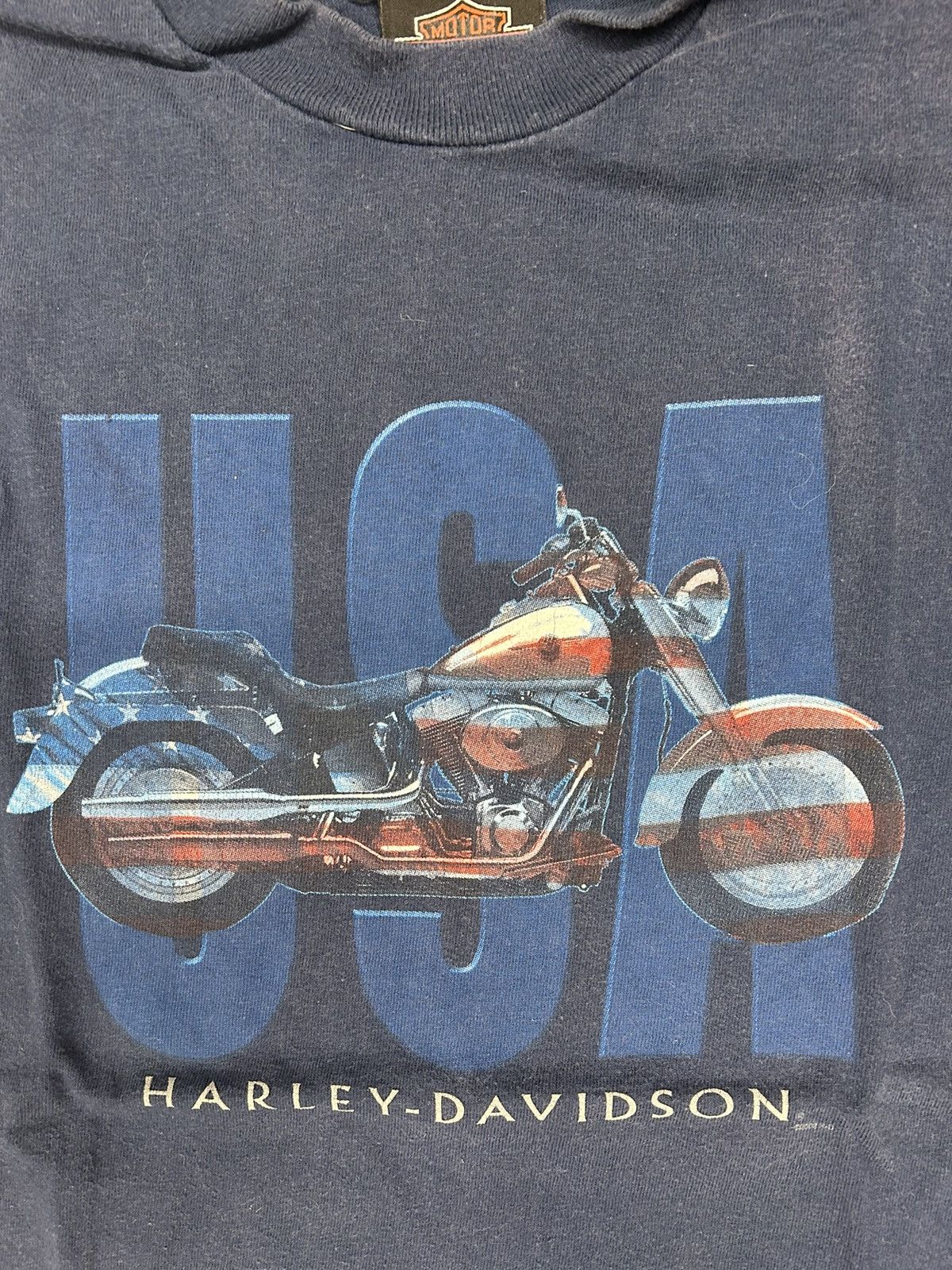Harley Davidson × Vintage Crazy Vintage Y2K Essential Blue Harley Davidson Tee Shirt Size US S / EU 44-46 / 1 - 3 Thumbnail