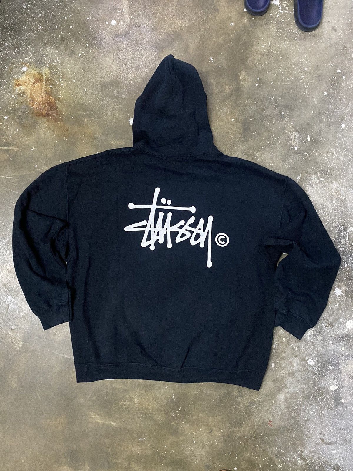 Pre-owned Stussy Y2k Hoodie Made In Japan In Black