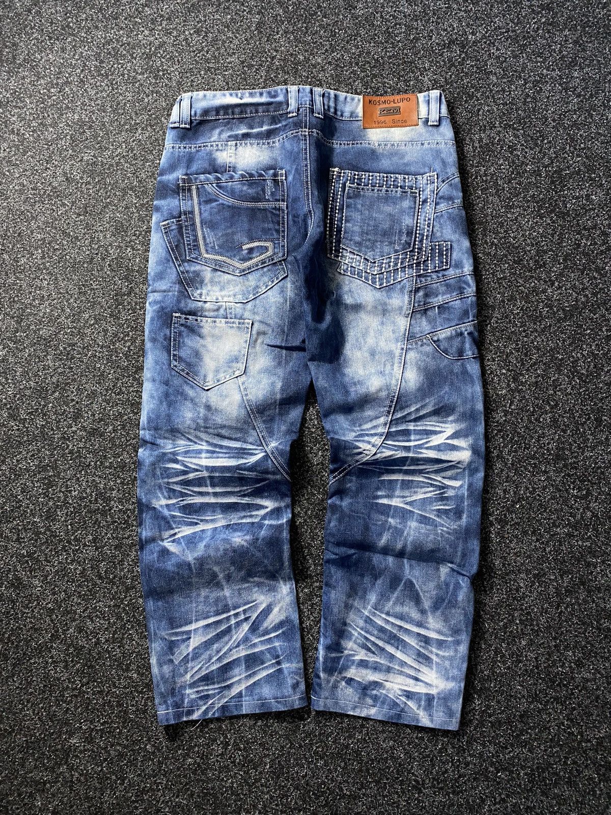 20471120 × Japanese Brand 🔥Japanese Kosmo Lupo Baggy Distressed Opium Punk Jeans Owens Size US 34 / EU 50 - 3 Thumbnail